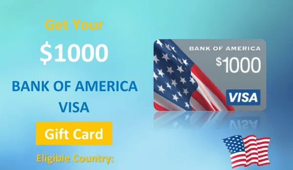 $500 Bank of America Visa Gift Card